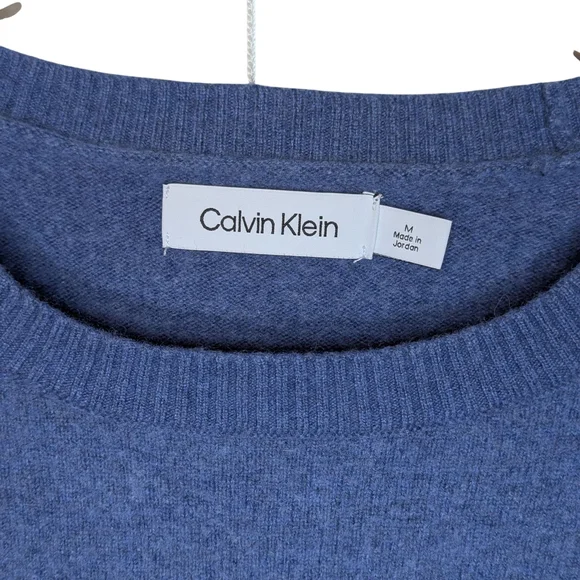 Calvin Klein Blue Wool Blend Crew Neck Sweater Men’s Medium - Picture 4 of 13